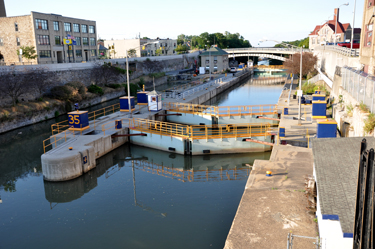 Looking down at the locks from the Big Bridge